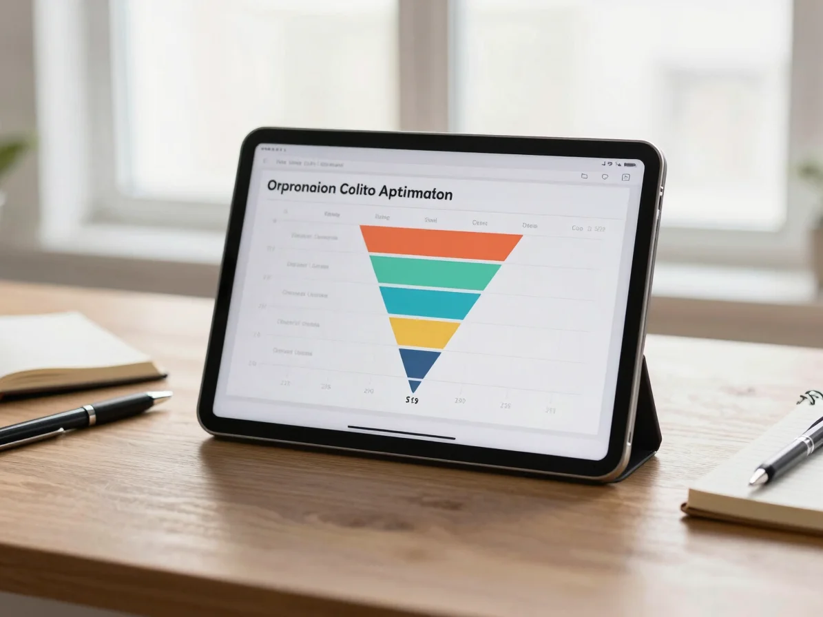 Crisp shot of a tablet displaying a conversion funnel optimizatio